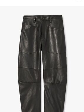 Nili Lotan Black Cropped Leather Shon Pants